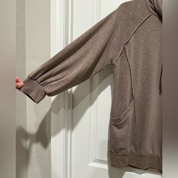 Cozy Tan Cowl Neck Tunic Top - Picture 3 of 7